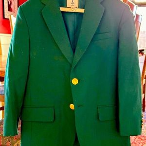 Kelly green, Land’s End blazer.